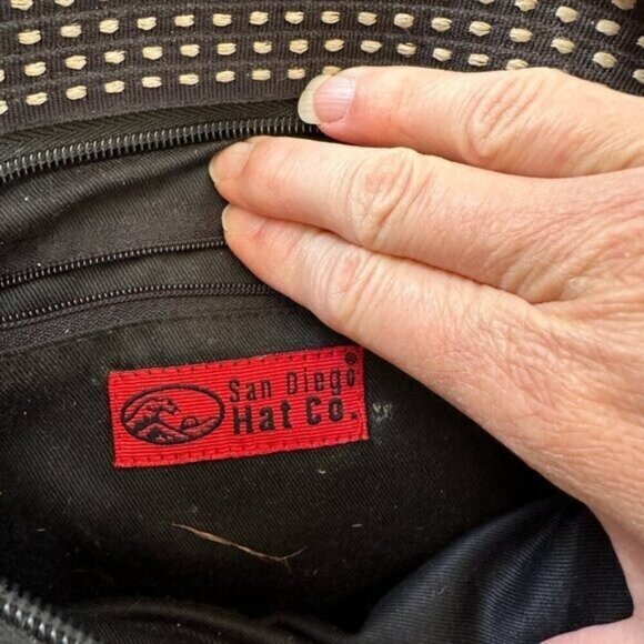 San Diego Hat Co. Black & White Polka Dot Tote Bag With Bamboo Handles - Picture 2 of 9